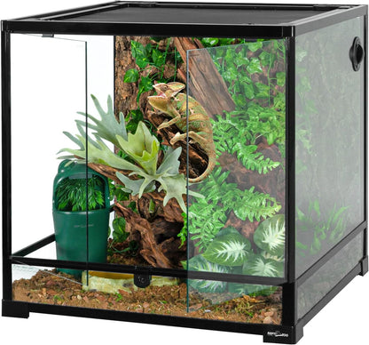 REPTIZOO 60 Gallon Glass Reptile Tank, 24" x 24" x 24" Large Reptile Terrarium Front Opening