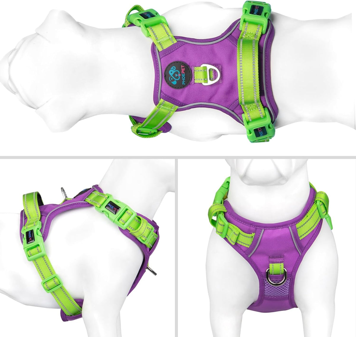 PHOEPET No Pull Dog Harness, Unique Colors Reflective Adjustable Dog Vest, with Soft Training