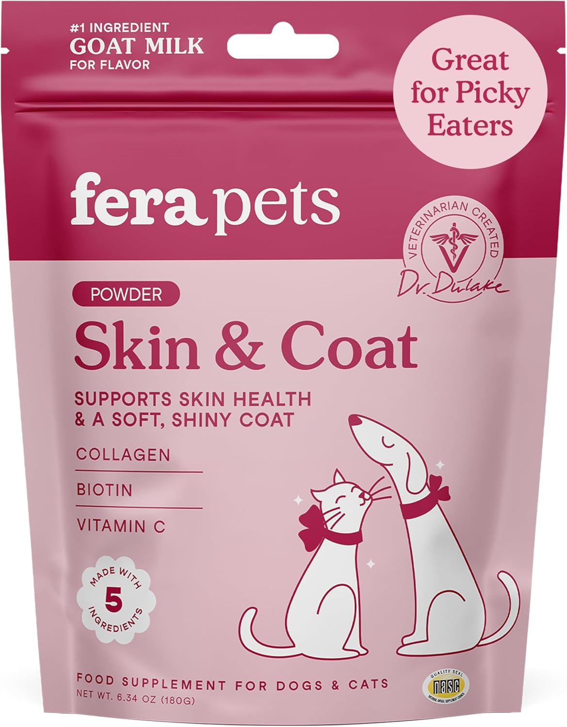 Fera Pets Goat Milk Topper - Cat & Dog Skin and Coat Supplement with Collagen, Biotin & Vitamin C