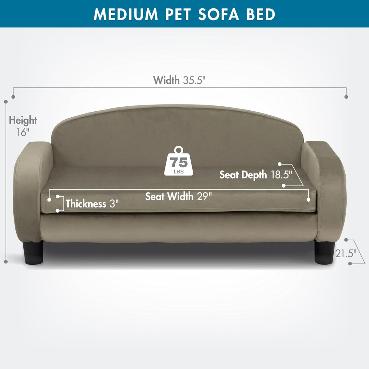 Paws & Purrs Multi-Cat Sofa Elevated Pet Bed for Indoor Cats Raised Cats Couch with Removable