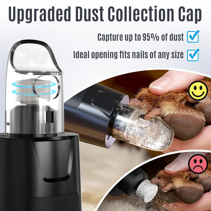 Casfuy New 6-Speed Dog Nail Grinder - 50% More Power Dog Nail Trimmers with 2 LED Lights Quiet 7h