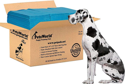 PETSWORLD Giant Dog Potty Pads, Odor-Eliminating, 36" x 36", Ultra Absorbent 5-Layer Leak-Proof