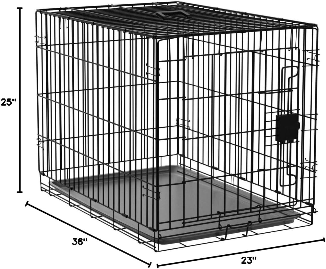 Amazon Basics Durable, Foldable, Collapsible, Portable Metal Wire Dog Crate with Tray, Single Door