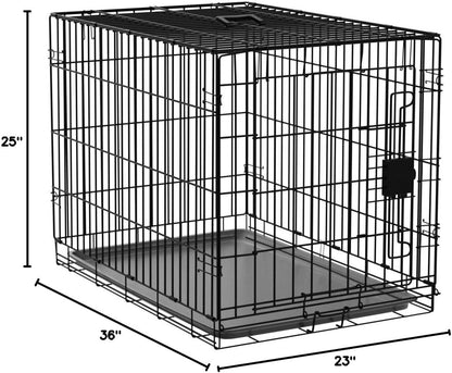 Amazon Basics Durable, Foldable, Collapsible, Portable Metal Wire Dog Crate with Tray, Single Door
