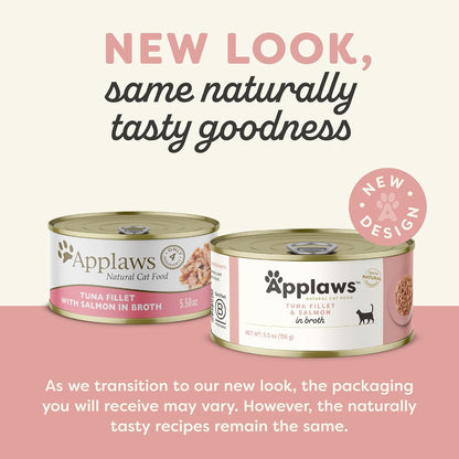 Applaws Natural Wet Cat Food in Broth, Limited Ingredient Canned Wet Cat Food, No Additives, Made