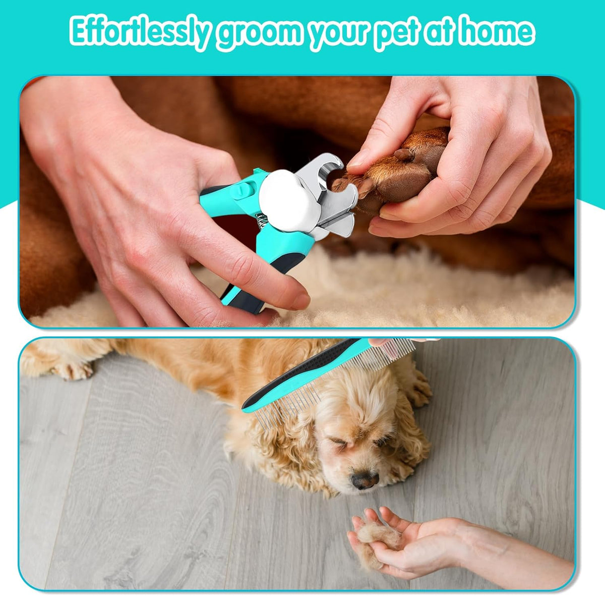 VIWIK 2 in 1 Dog Nail Trimmers with LED Light for Bloodline, Dog Comb, Dog Nail Clippers with Quick