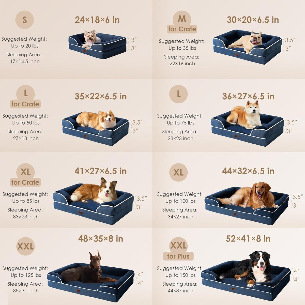 EHEYCIGA Orthopedic Dog Bed for Small Dogs, Waterproof Memory Foam Small Dog Beds with Sides