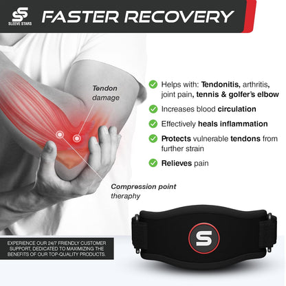 Sleeve Stars Tennis Elbow Brace for Women - Adjustable Tennis Elbow Strap, Golfers Elbow Brace for