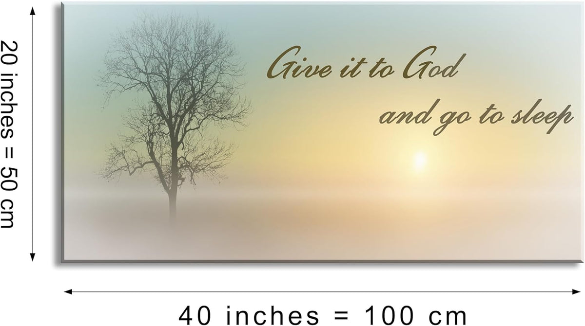 Lasdel Canvas Wall Art of Misty Sunset & Tree Plant Picture For Bedroom Home Above Bed, White