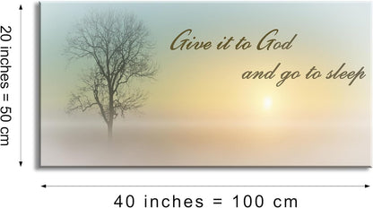 Lasdel Canvas Wall Art of Misty Sunset & Tree Plant Picture For Bedroom Home Above Bed, White