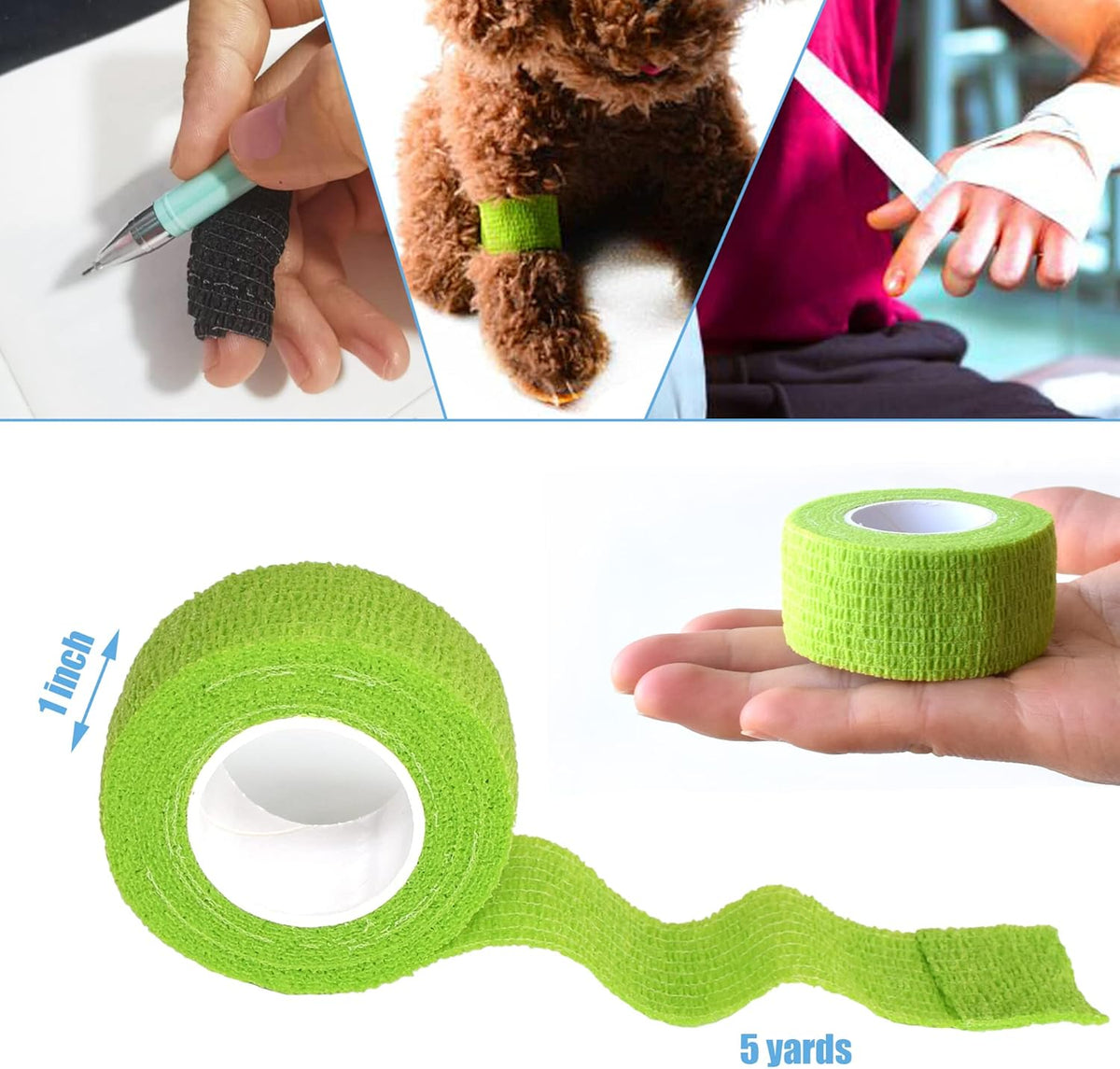 9 Pack 1" x 5 Yards Self Adhesive Bandage Wrap Self Stick Wrap for Ankle, Wrist, Finger, Sports