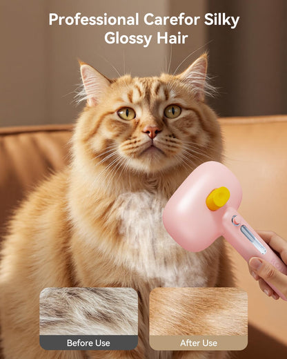 ROJECO 3-in-1 Pet Steam Brush for Cats&Dogs - Detangling Comb with Adjustable Mist, Handheld