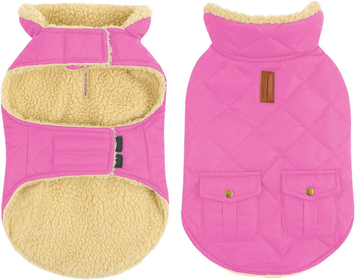 Queenmore Dog Winter Coat - Fleece Jacket, Waterproof Cold Weather Dog Clothes, Thick Warm Cotton