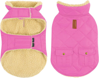 Queenmore Dog Winter Coat - Fleece Jacket, Waterproof Cold Weather Dog Clothes, Thick Warm Cotton