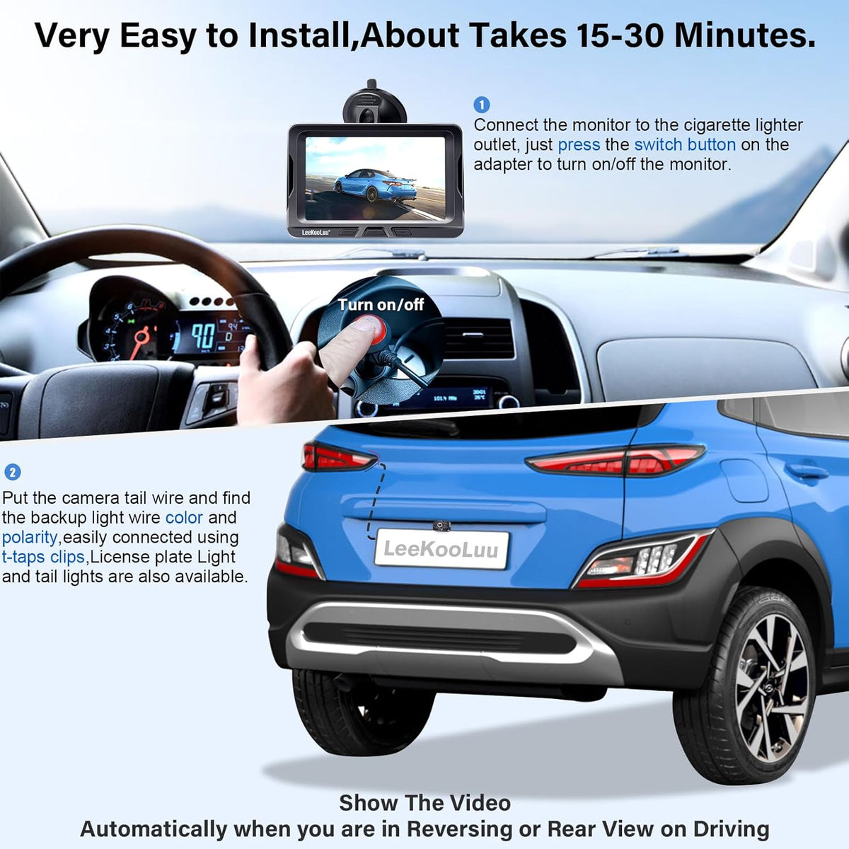 Wireless Backup Camera Ease Install - Color Image HD 1080P 5 Inch Monitor Digital Signal Stable