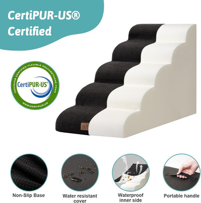 Dog Stairs for High Bed 22.6" H, Small Dog Step for Puppy, Older or Cat, Curved Ramp for Car