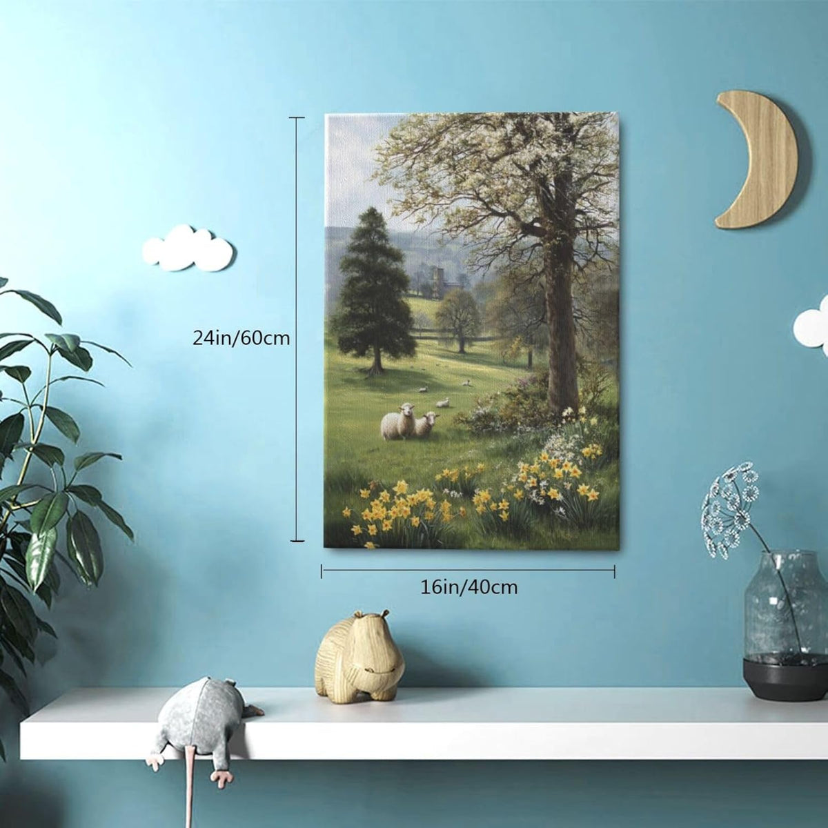 Country Sheep Canvas Wall Decor Farmhouse Rustic Lamb Wildflower Wall Art Nature Countryside