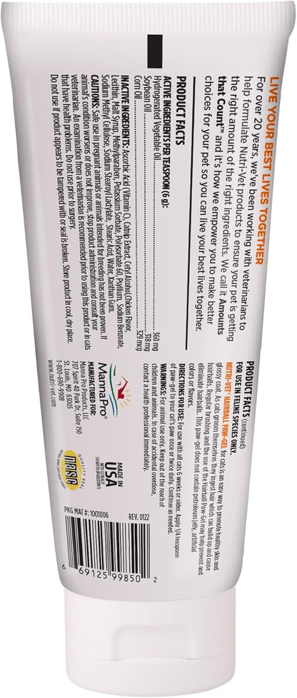 Nutri-Vet Hairball Paw Gel, Cat Hairball Remedy, Kitten Supplies, Hair Ball Relief for Cats, Fur