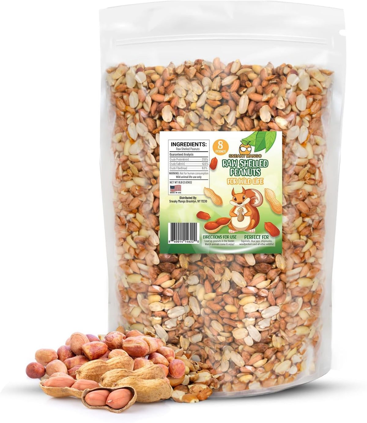 Premium Quality Raw Out of Shell Peanuts - 8 Pound - Shelled Peanuts for Birds – Wildlife Quality