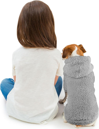 Fuzzy Dog Sweaters for Small Dogs Soft Double-Sided Plush Fleece Pet Sweater Dog Hoodie Clothes