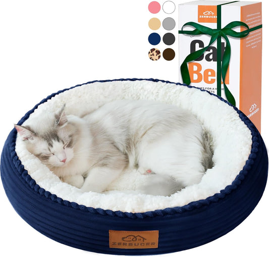 20in Washable Cat Beds for Indoor Cats - Round Donut Pet Bed for Cats, Small Dogs, Puppy, Kitten