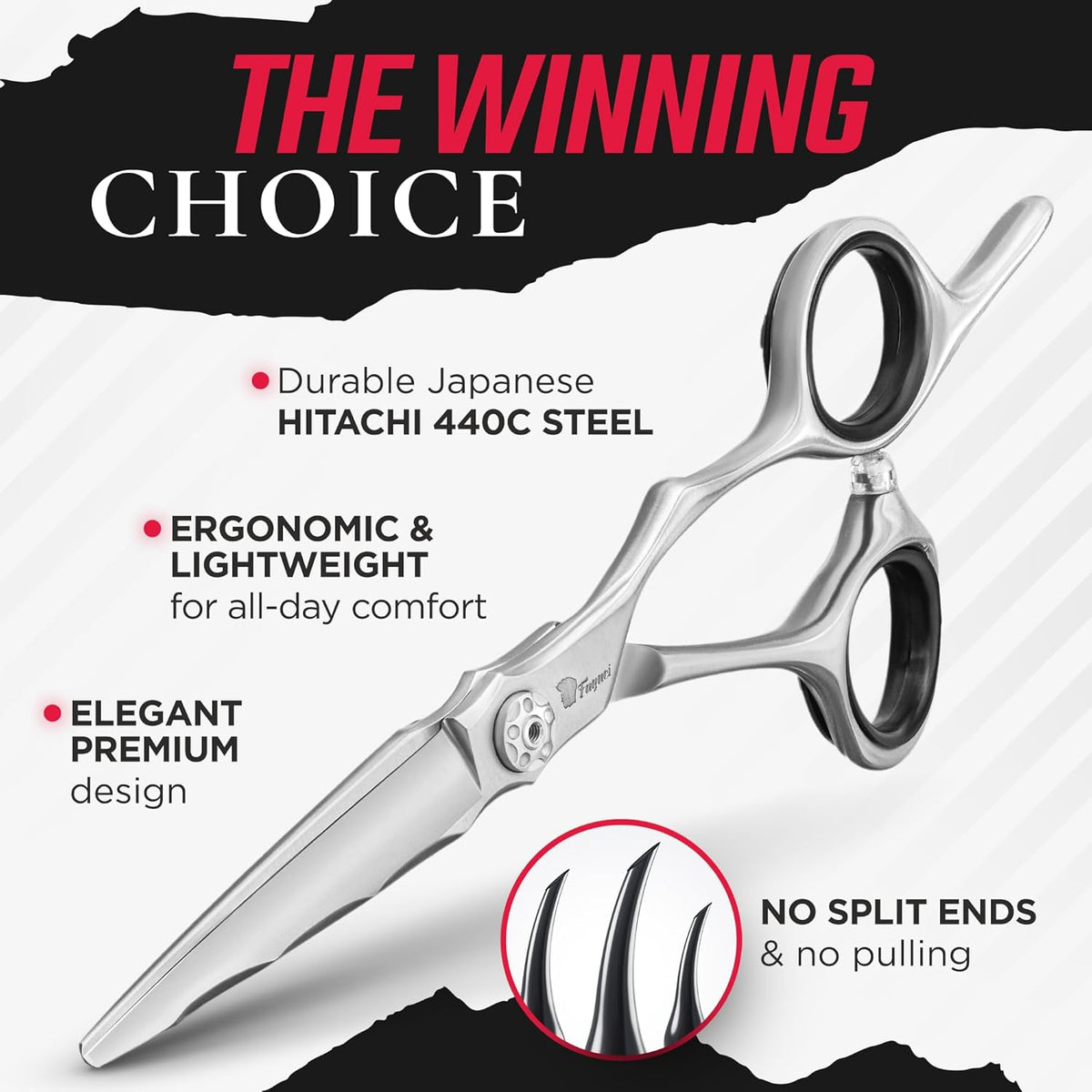 Fagaci Professional Hair Cutting Scissors 5” Japanese Steel for Ultra-Precise Cuts, Razor Sharp