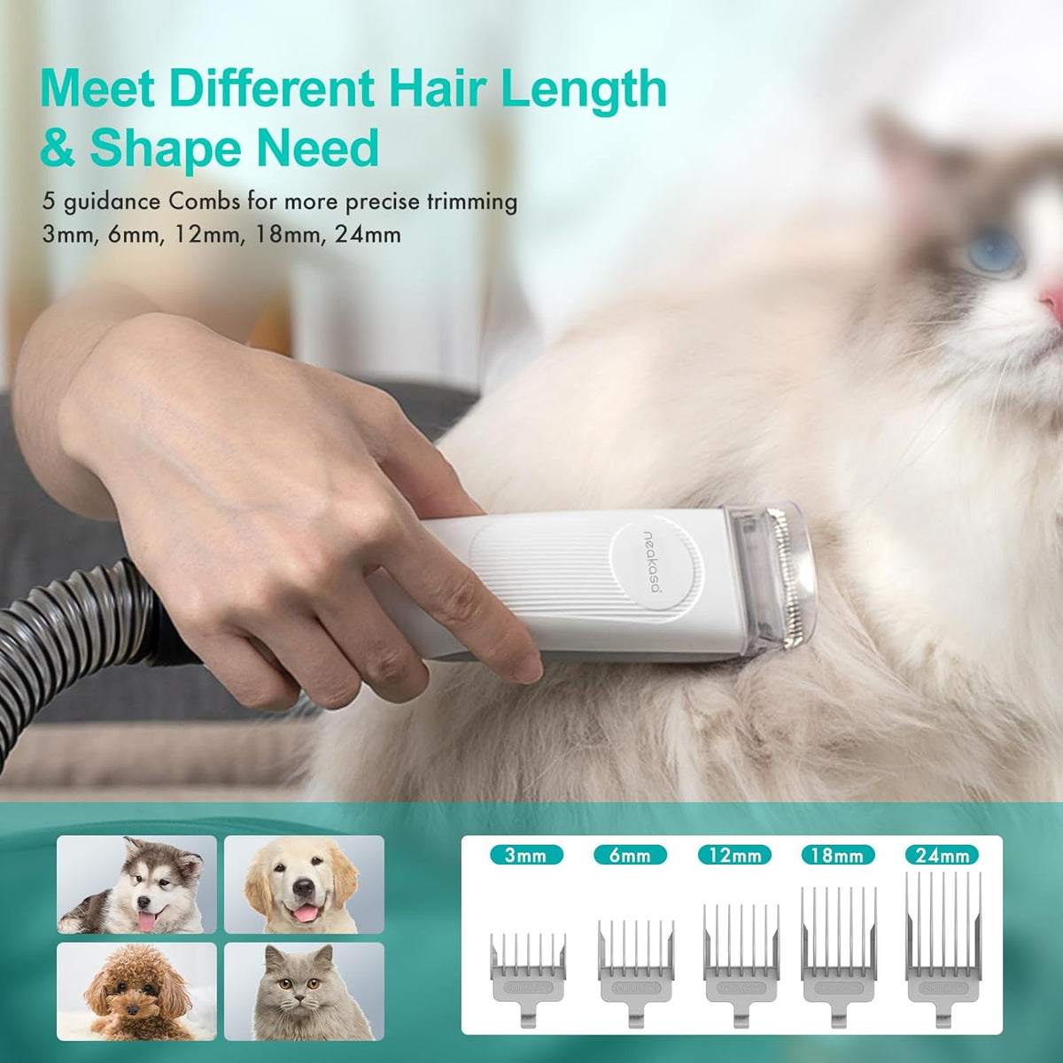 Neakasa P1 Pro Pet Grooming Kit & Vacuum Suction 99% Pet Hair, Professional Clippers with 5 Proven