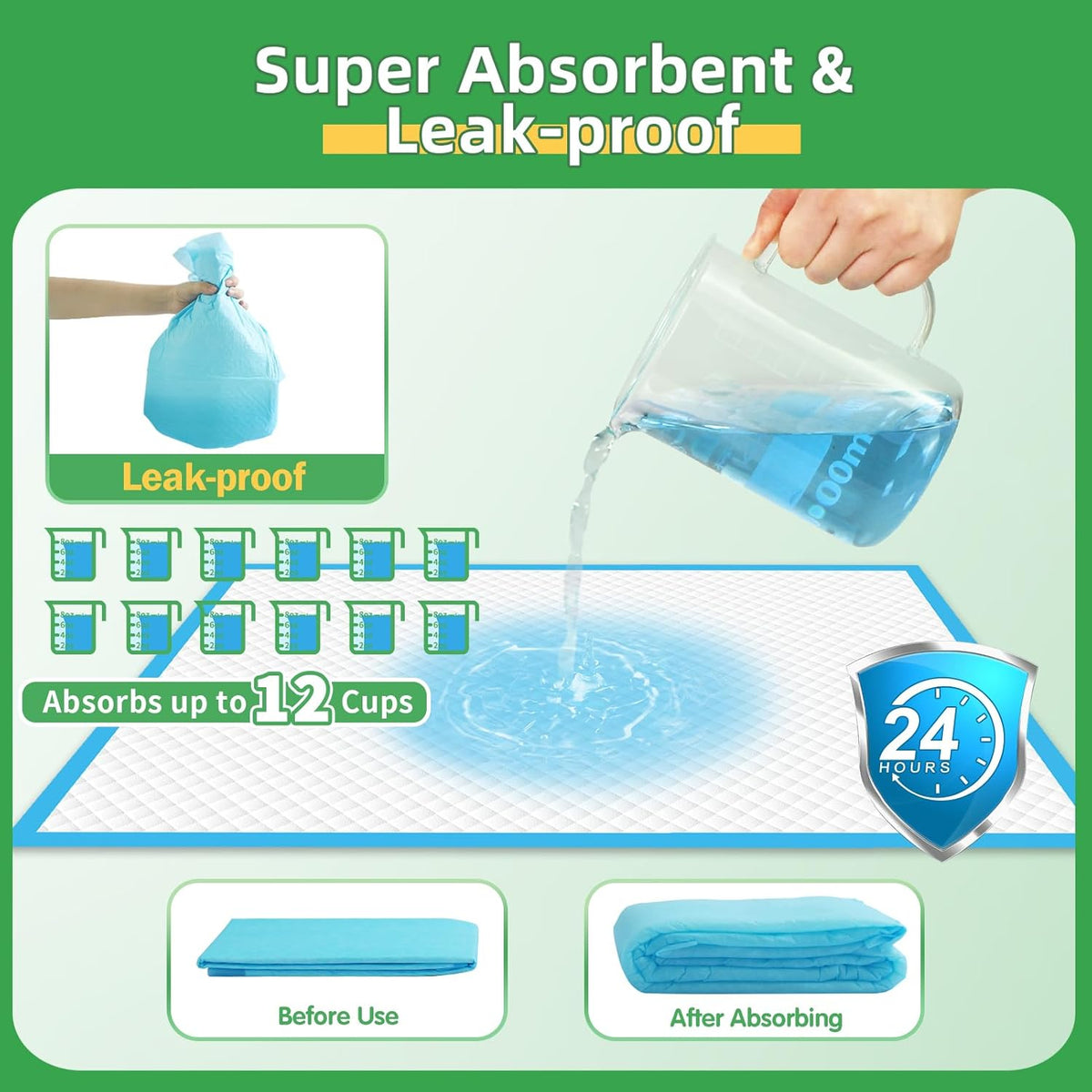 Dog Pads Extra Large 30"x36", 30-Count XXL Puppy Pads, Super Absorbent Pee Pads for Dogs