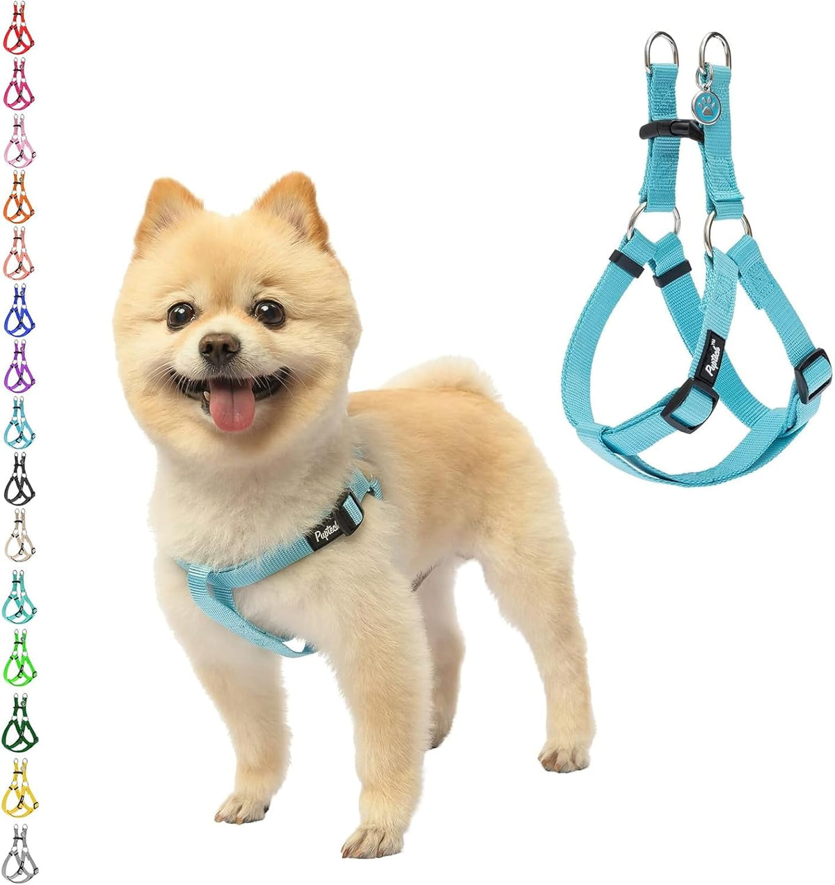 PUPTECK No Pull Dog Harness Soft Adjustable Basic Nylon Step in Puppy Vest Outdoor Walking with ID