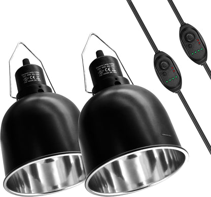 Reptile Light Fixture with Dimming Switch and Timer, 5.5 Inch Deep Dome Reptile Heat Lamp Fixture