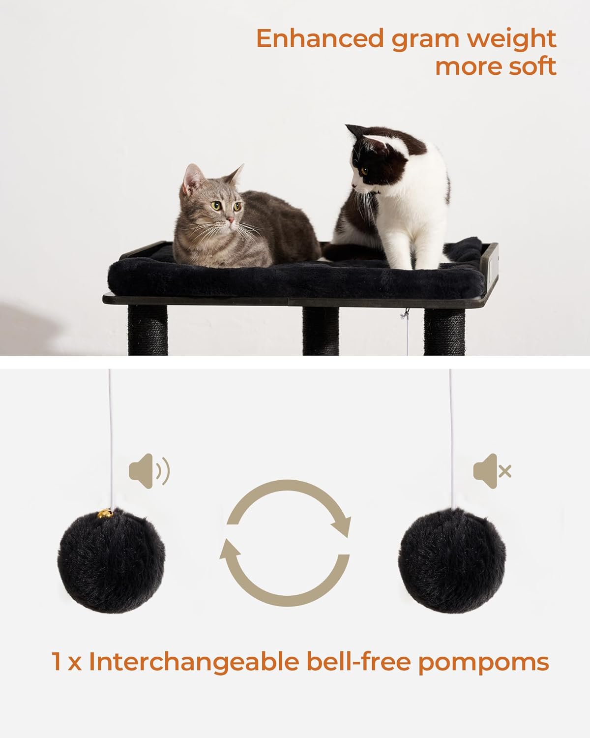 FourFurPets 26.7in Cat Tree Tower Condo, Cat Scratch Posts for Indoor Cats, Big Plate, Three 23.6in