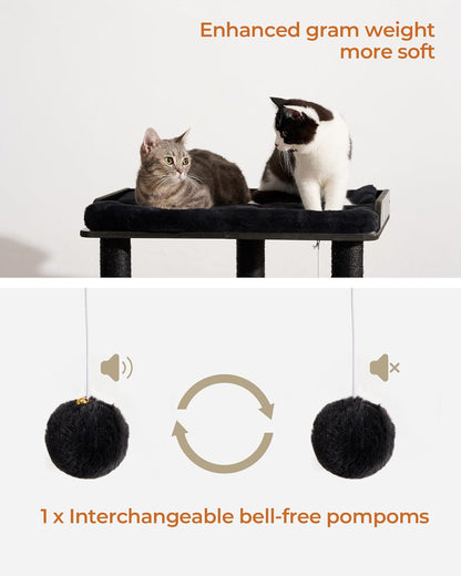 FourFurPets 26.7in Cat Tree Tower Condo, Cat Scratch Posts for Indoor Cats, Big Plate, Three 23.6in