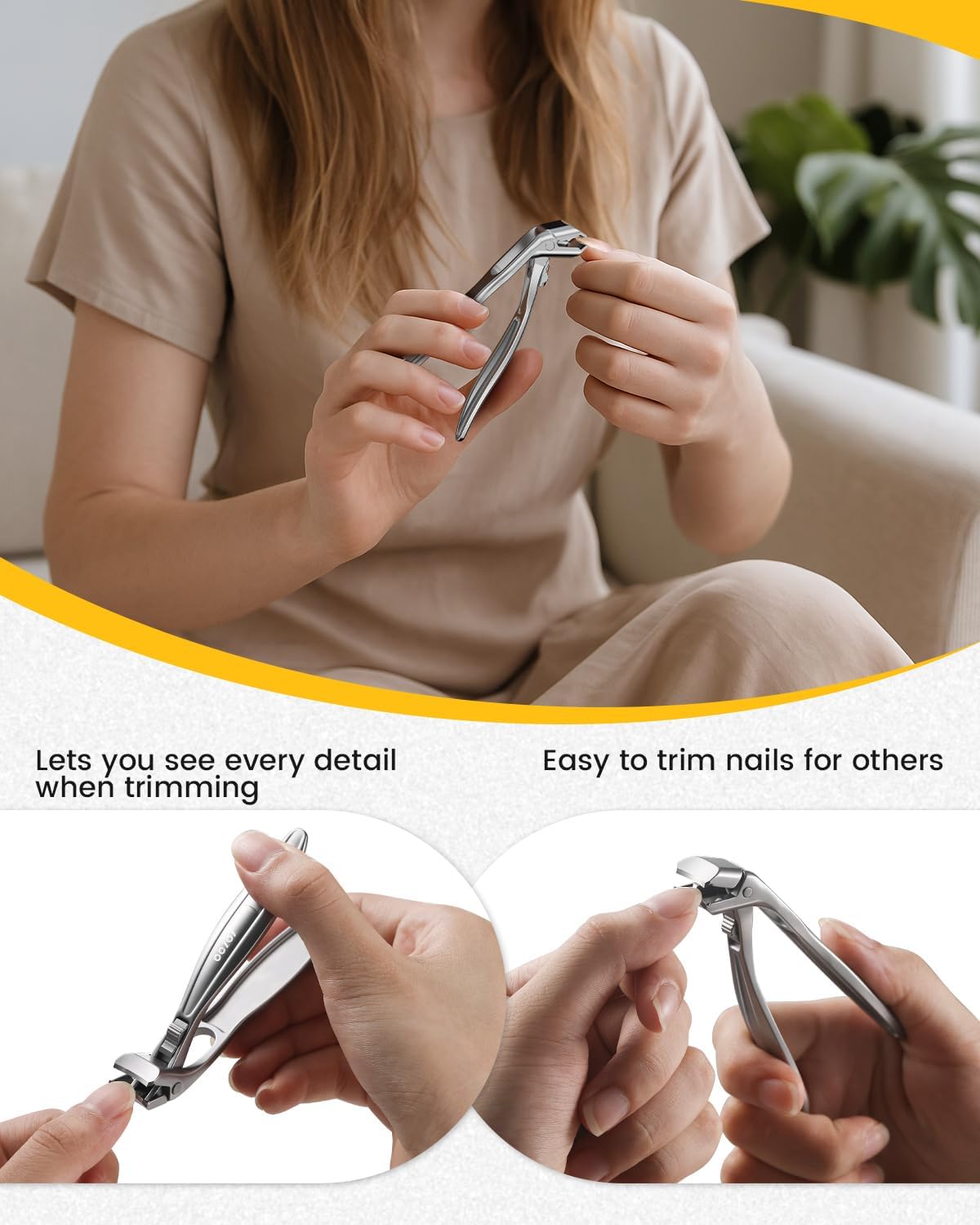BEZOX Curved Toenail Clippers for Seniors – Safety Lock, Wide Opening, and Anti-Slip Grip Nail