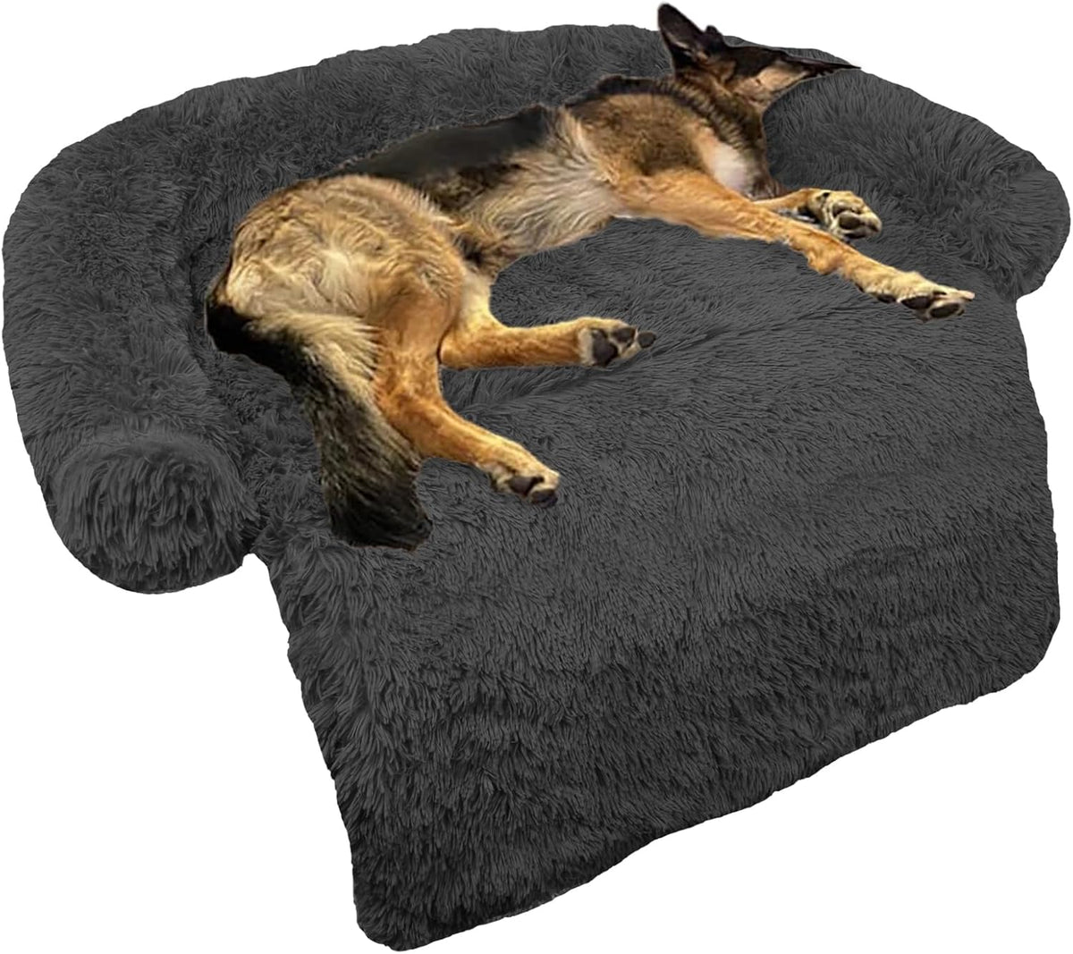 Calming Dog Bed Fluffy Plush Dog Mat for Furniture Protector with Removable Washable Cover for
