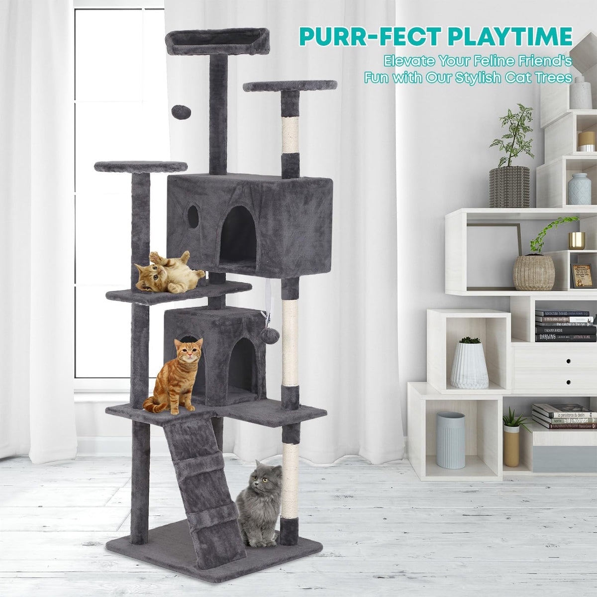 FDW Cat Tree 70in Cat Tower Multi-Level Durable Cat Scratching Post & Cozy Fun Cat Jumping Platform