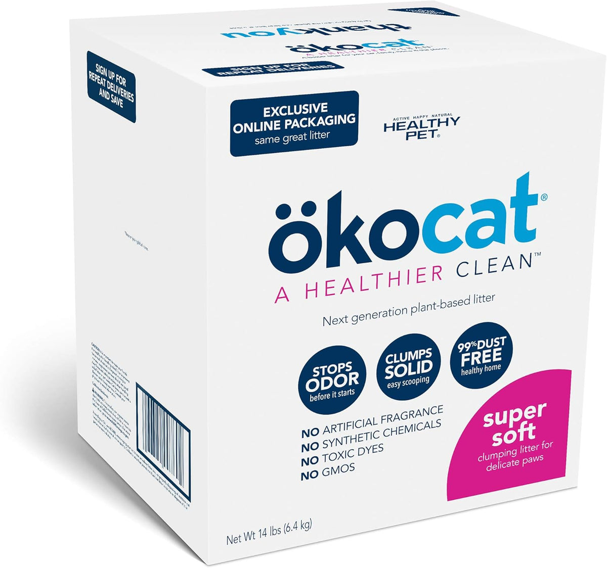 ökocat Super Soft Wood Clumping Cat Litter, Unscented,14 pounds - Natural Ingredients, Stops Odor