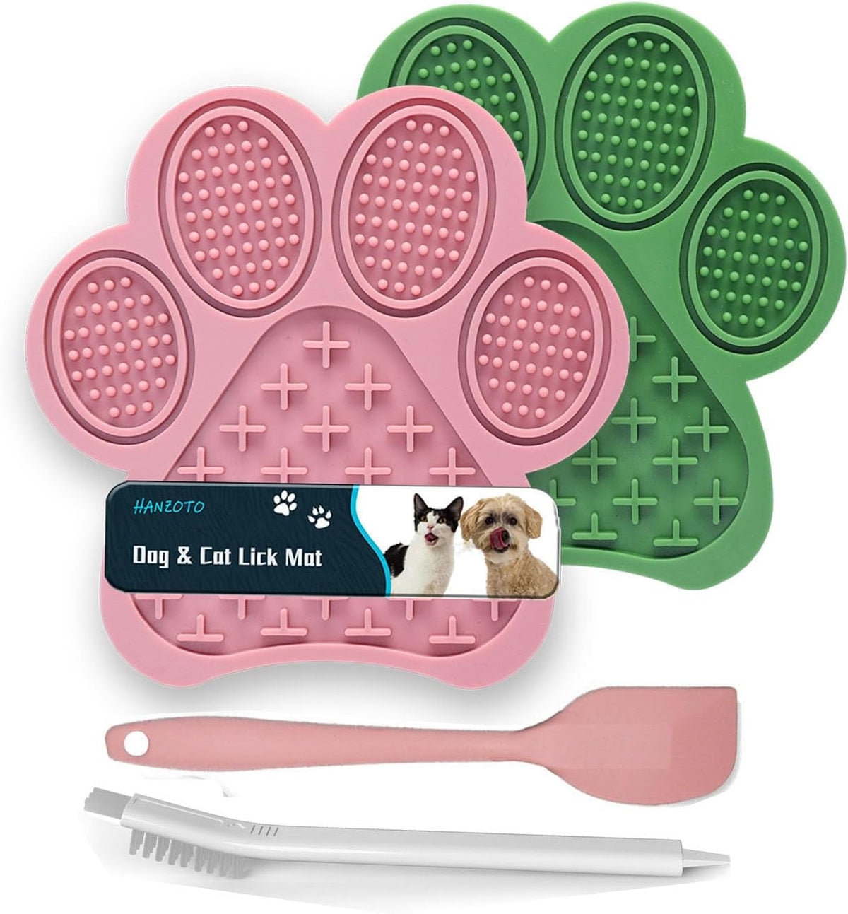 2-Pack Premium Lick Mats for Dogs & Cats | Slow Feeder mat with Suction Cups | Bathing, Grooming &