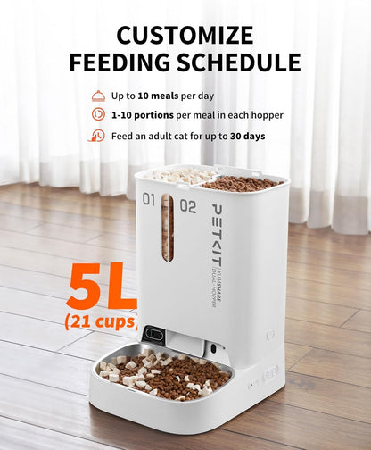 PETKIT Automatic Cat Dog Feeder with Camera, AI-Powered Motion Capturing, 1080P HD Video with Night