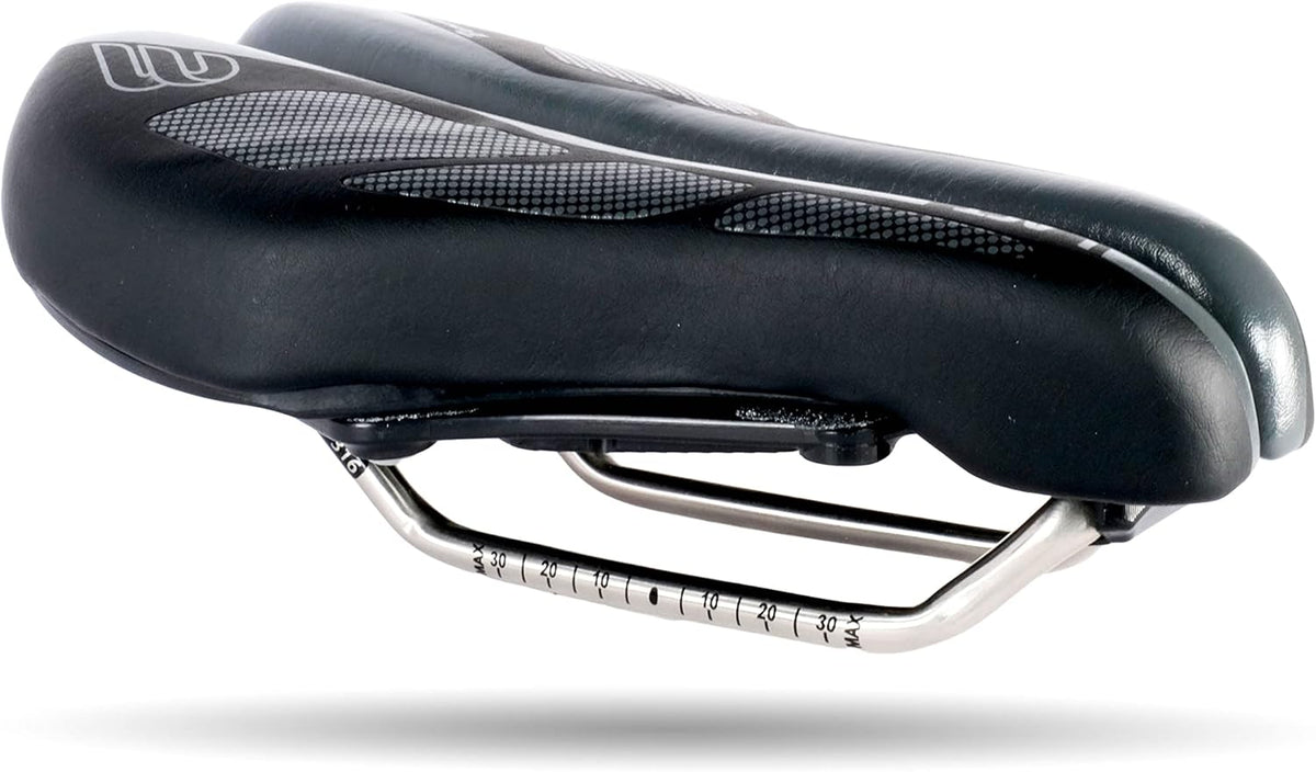 SRT 2.0 Adjustable Bicycle Saddle Noseless with Titanium Rails Custom Fit Comfort,Black w/Grey