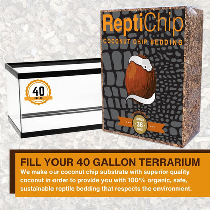 ReptiChip Reptile Bedding Loose Coconut Chip 36 Quart 4 Pack Coco Husk Substrate Mulch for Snake