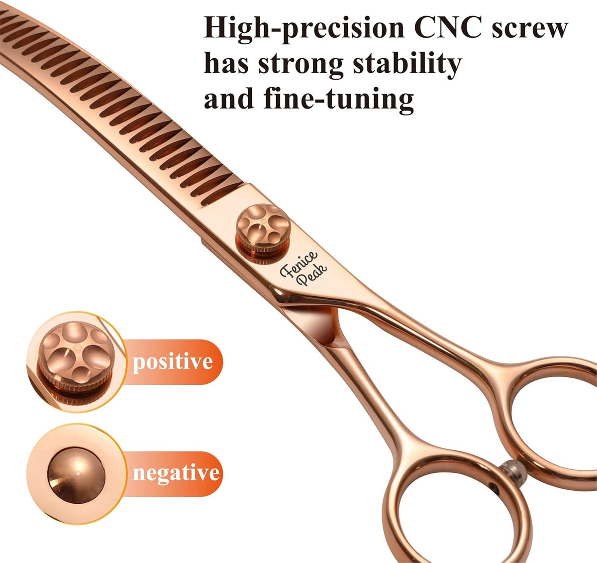 Fenice Peak Professional Dog Grooming Scissors Pet Curved Chunker Shears 7.0'' Extremely Sharp