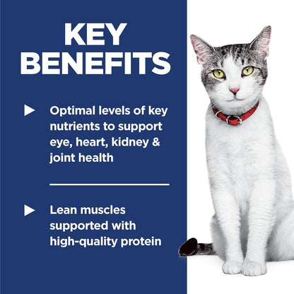 Hill's Science Diet Adult 11+, Senior Adult 11+ Premium Nutrition, Dry Cat Food, Chicken Recipe, 7