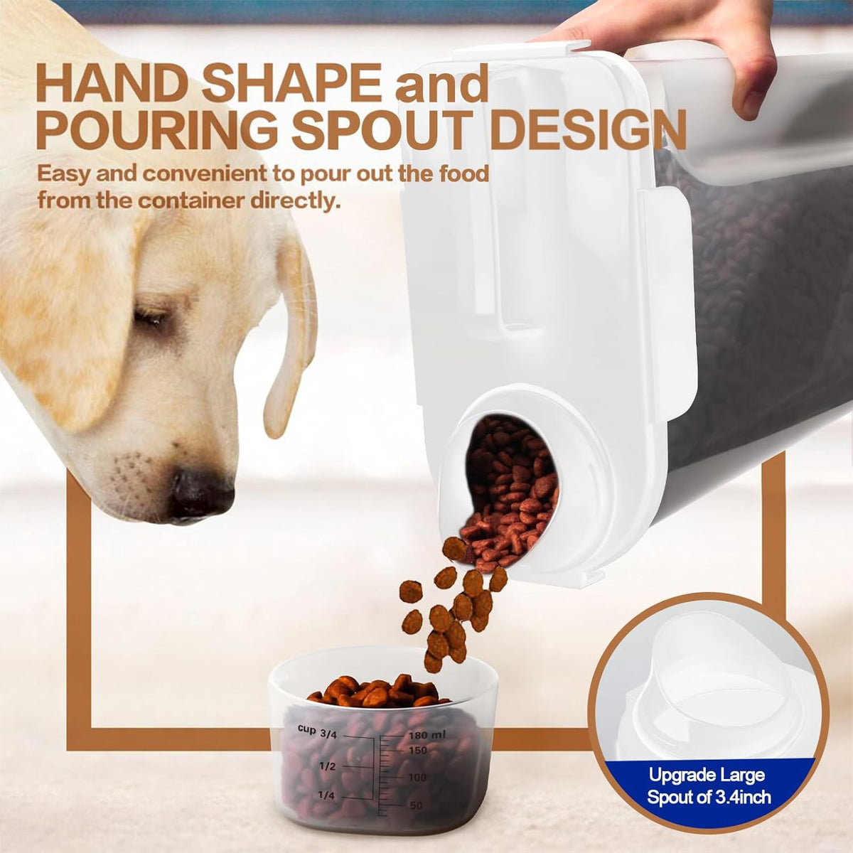Dog Food Storage Container, 5-7 Lbs Airtight Pet Food Container, Cat food Container Dispenser with