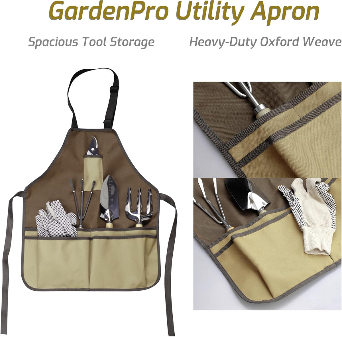 13-Piece Garden Tools Set with Tote Bag & Apron, Repotting Mat - Stainless Steel Heavy Duty