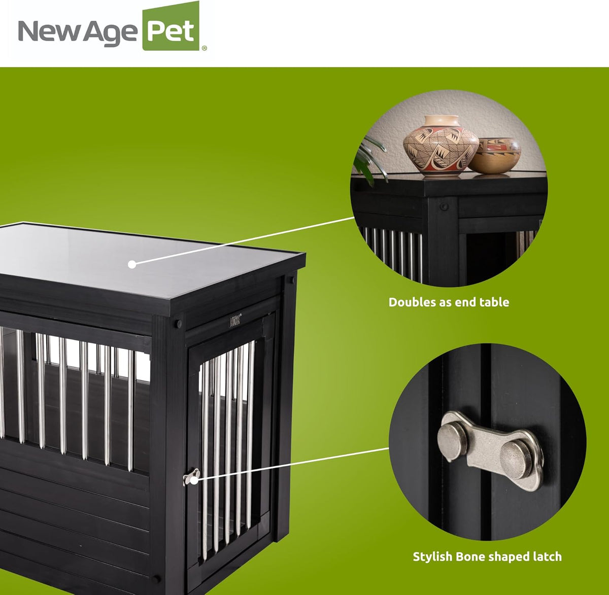 New Age Pet ECOFLEX Dog Crate End Table - Furniture-Style Pet Crate for Crate Trained Dogs