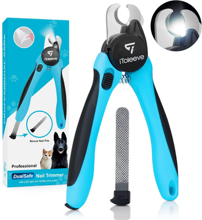LED Dog Nail Clipper with Light, Illuminates Nails or Bloodline for Safe and Easy Trimmers, Extra