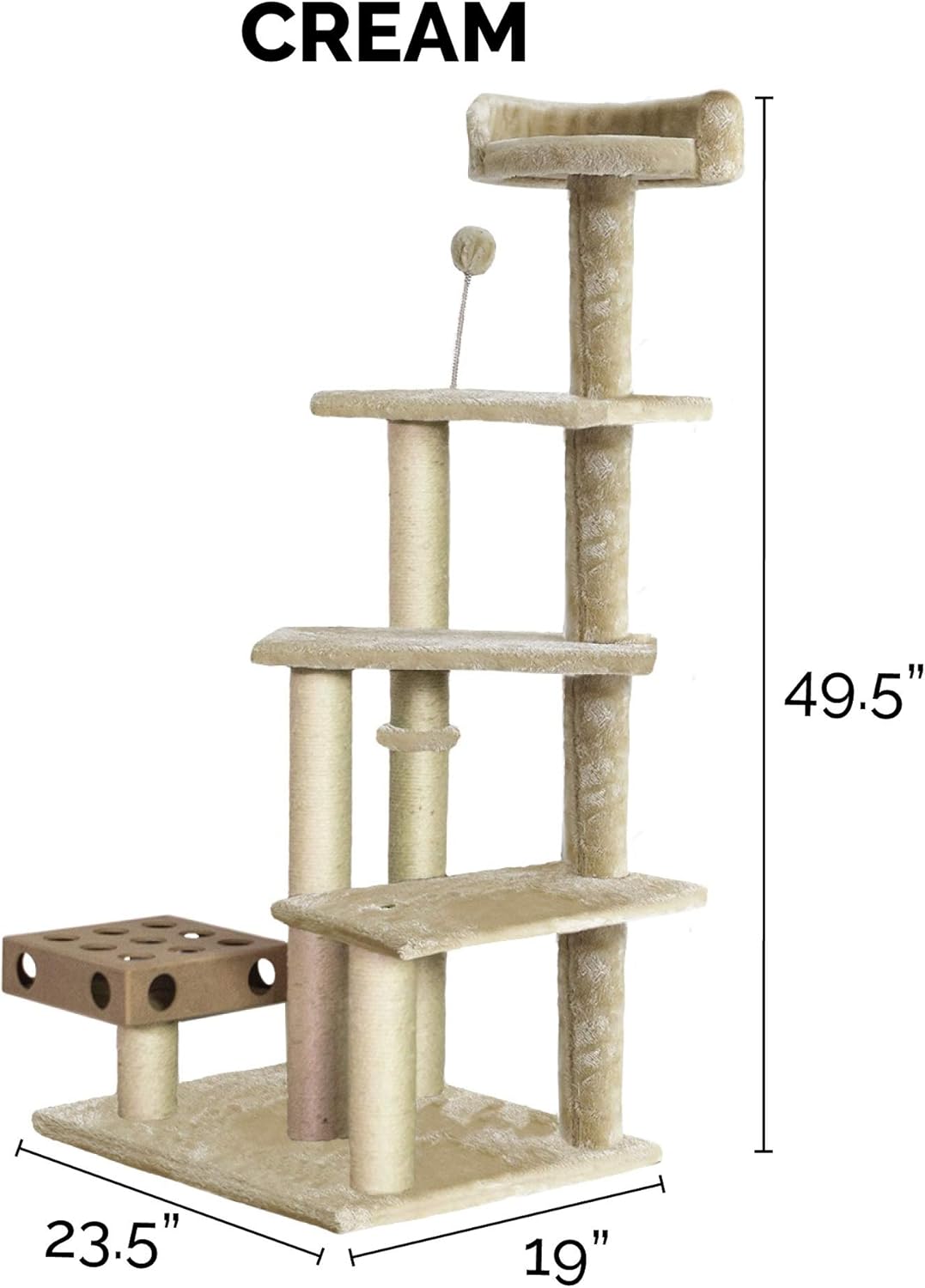 Furhaven 49.5" Tall Cat Tree for Indoor Cats, Ft. Sisal Scratching Posts, Plush Ball Toy, & Busy