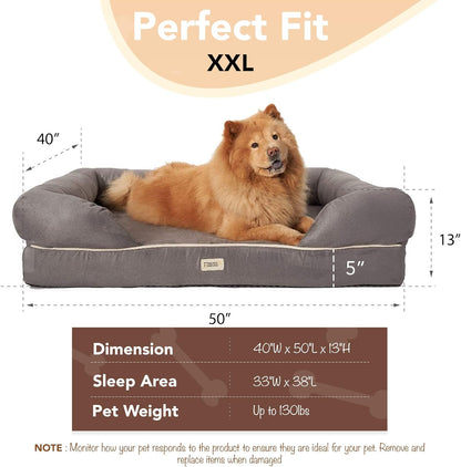 Chester XX-Large Dog Bed - Orthopedic Memory Foam Mattress, Calming Couch Bed, Wall Rim Pillow