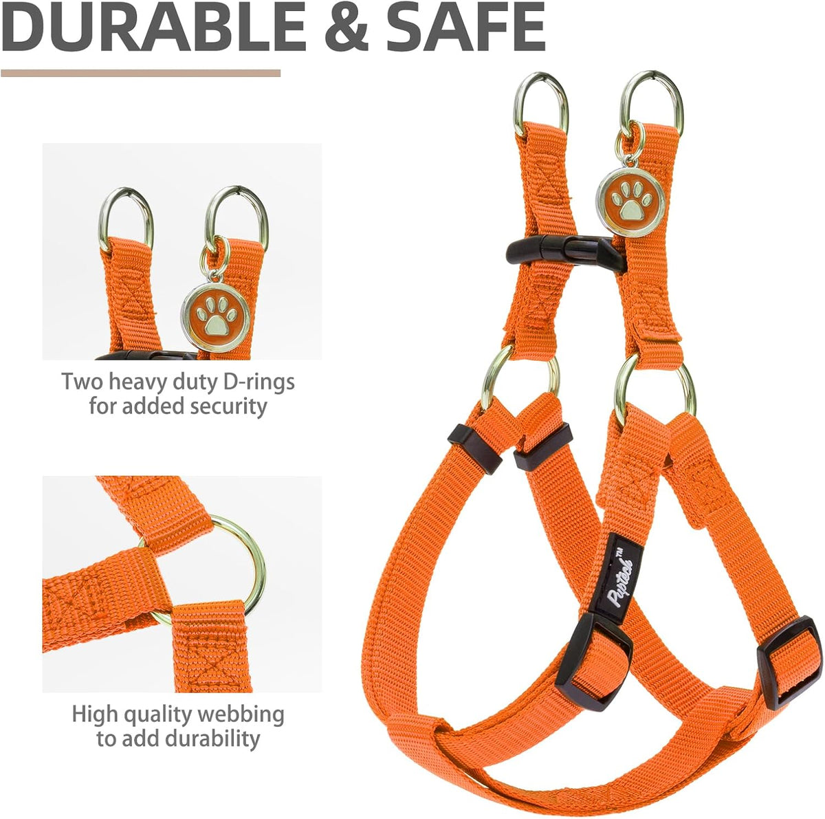 PUPTECK No Pull Dog Harness Soft Adjustable Basic Nylon Step in Puppy Vest Outdoor Walking with ID