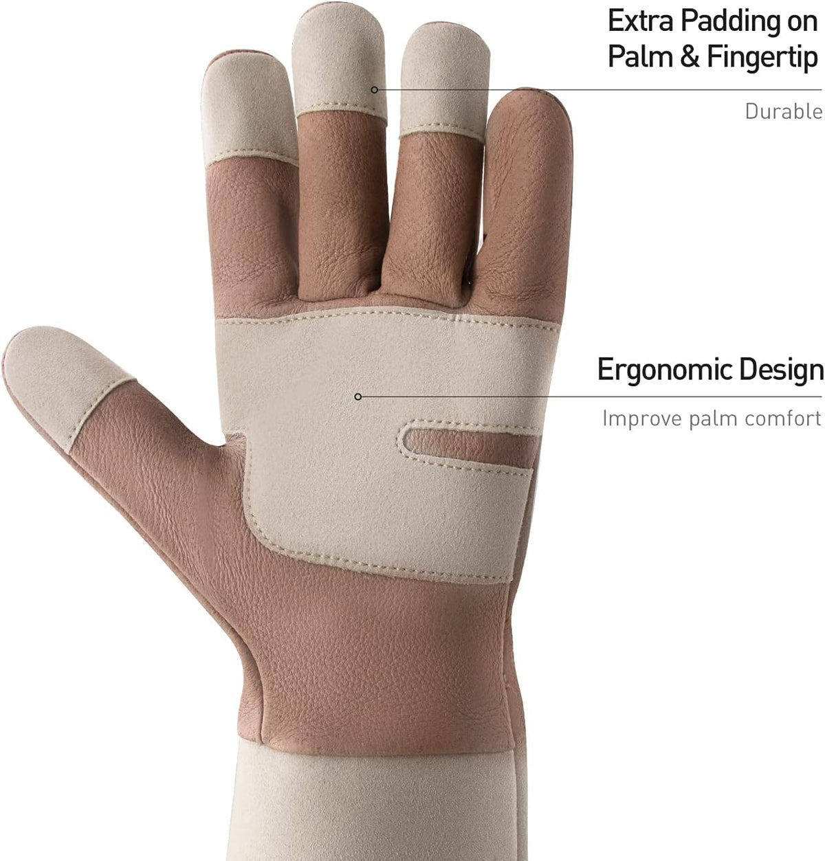HANDLANDY Long Gardening Gloves for Men & Women, Thorn Proof Rose Pruning Gloves Leather Gauntlets